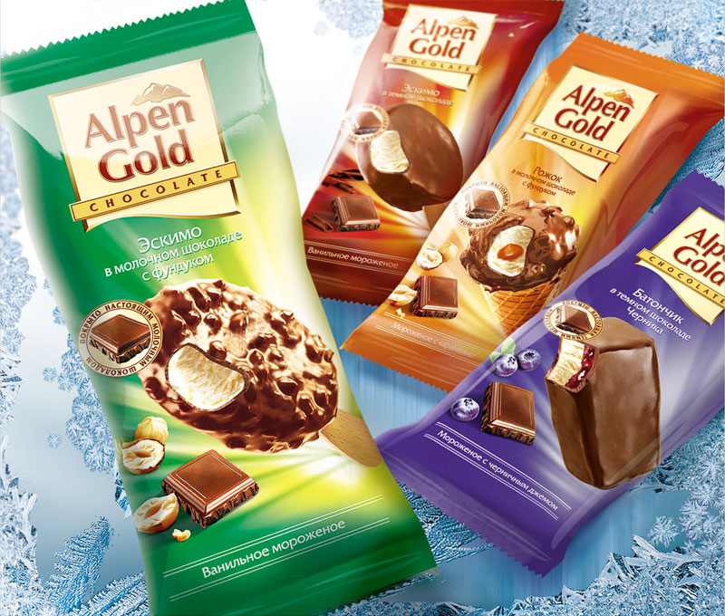 Дизайн упаковки мороженого - Alpen Gold
