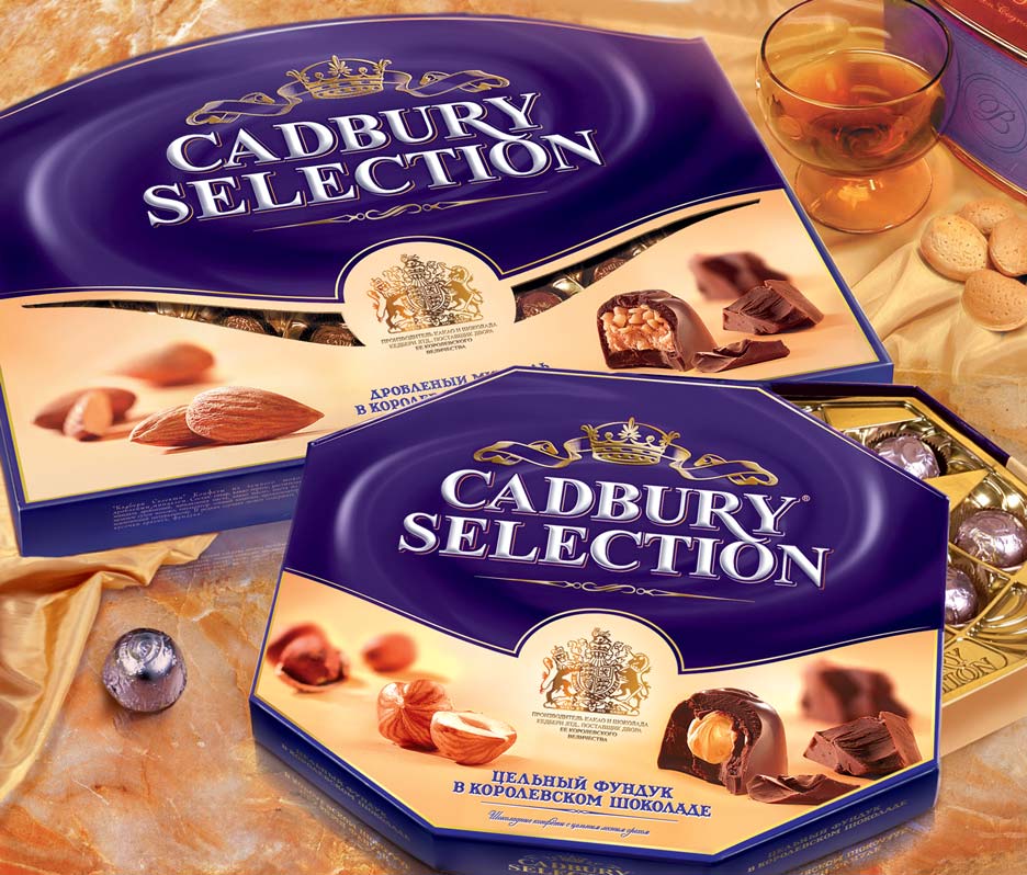 Фотография упаковки конфет Cadbury Selection по дизайну Soldis